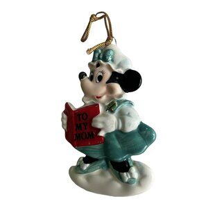 Disney Minnie Mouse Ornament Made Japan Christmas Ceramic To My Mom Vintage